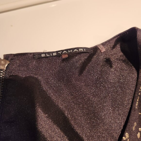 Elie Tahari black and gold silk dress size 10 - Picture 3 of 5